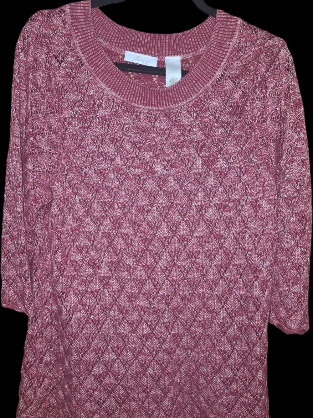 JH Collectibles Heathered Rose Knit Crewneck Sweater
